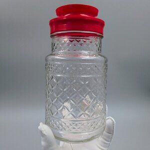 Vintage Anchor Hocking Wexford Glass Kitchen Canister Jars with Original Lid